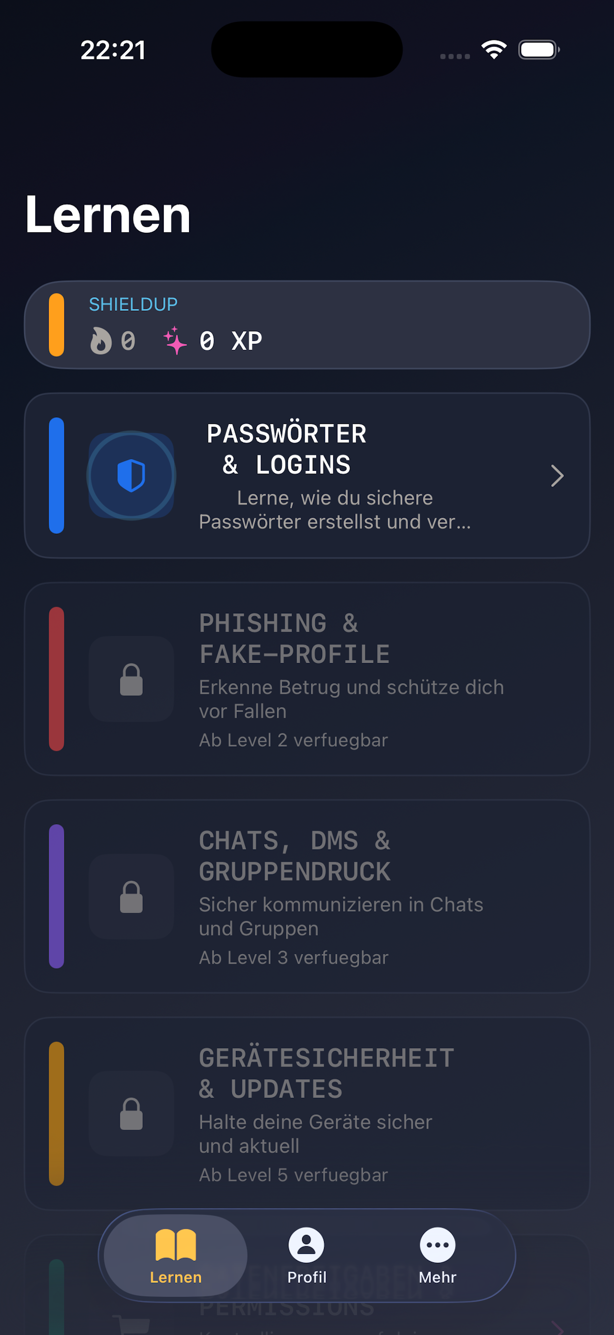 ShieldUp Kapitel-Uebersicht